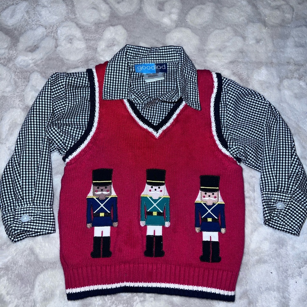 Boys Nutcracker holiday Button Down And Sweater